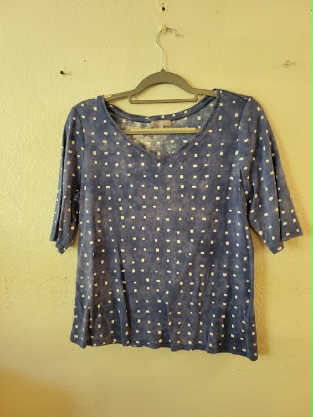 Habitat Clothes to Live In  Womens Size M Blue White Polka Dots 3/4 Sleeve #272